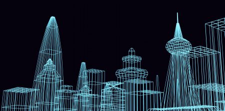 City skyline rendered